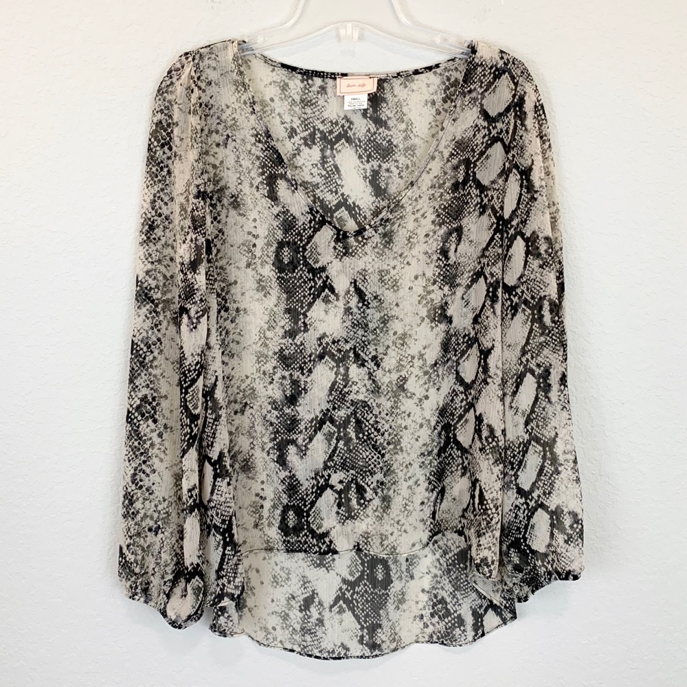 Love...ady Brown Long Sleeve snake print Blouse